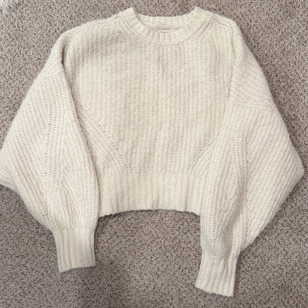 Pilcro The Blake Slouchy-Sleeve Cream Women's Crew Neck Sweater - Picture 5 of 5